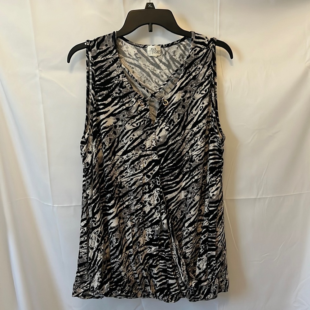 Ava James Zebra Print Wrap Top XL